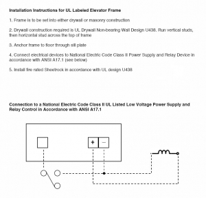 Elevator Frame Installation Instructions